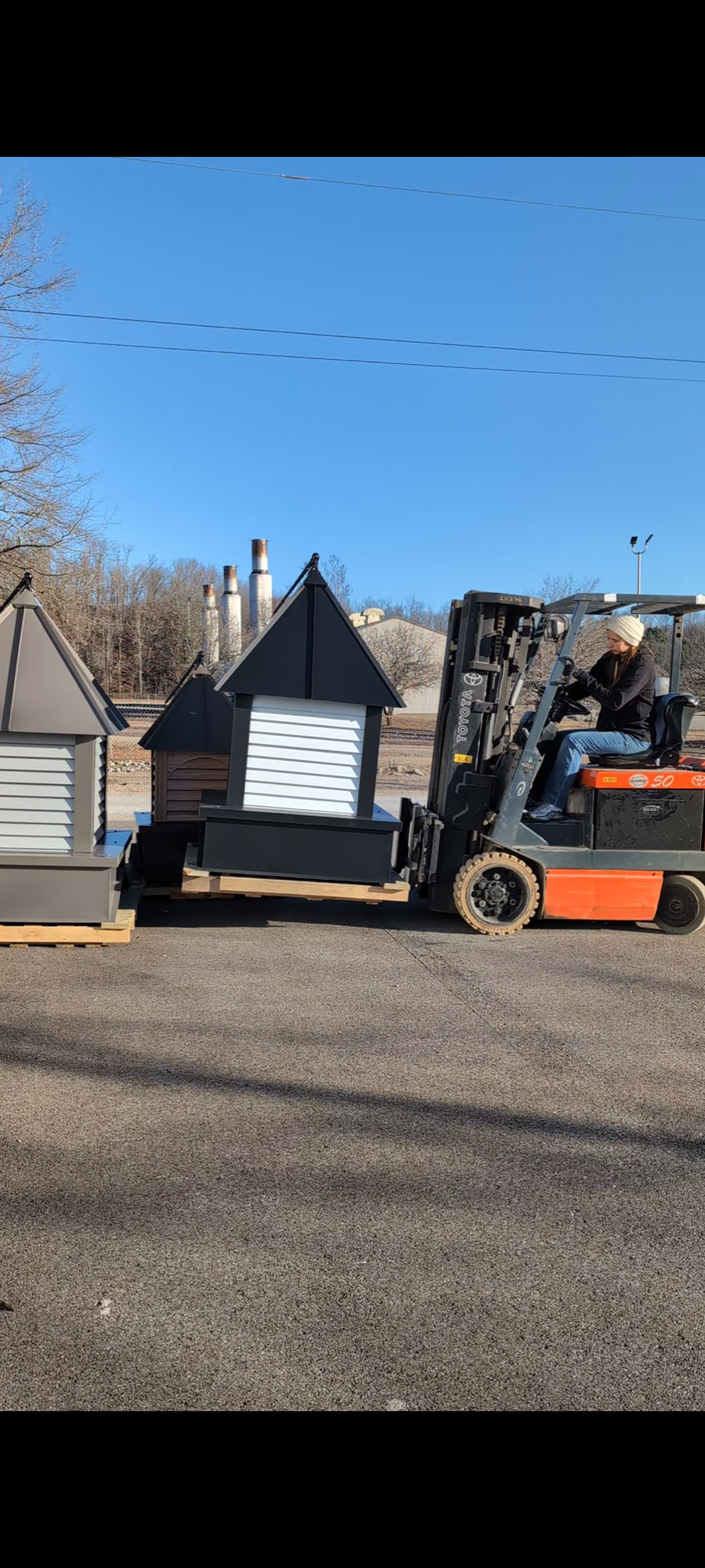 Cupola being loaded for shipment